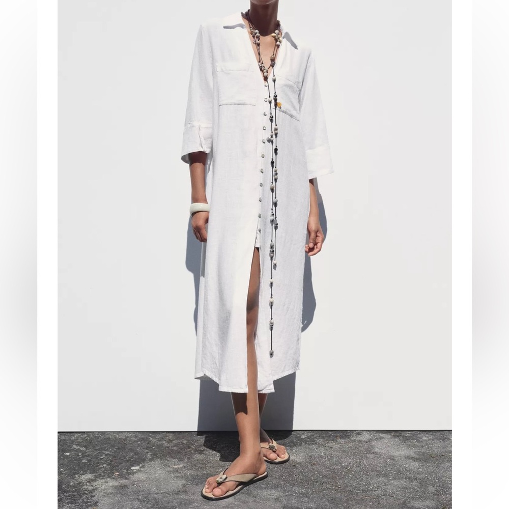 ZARA LINEN SHIRT DRESS